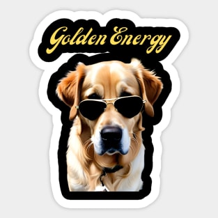 Funny Golden Retriever in Sunglasses Sticker